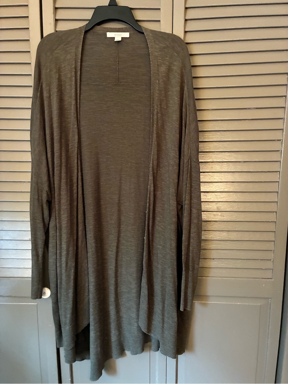 Sejour Open-Front Lightweight Drapey Cardigan - Olive/taupe-ish